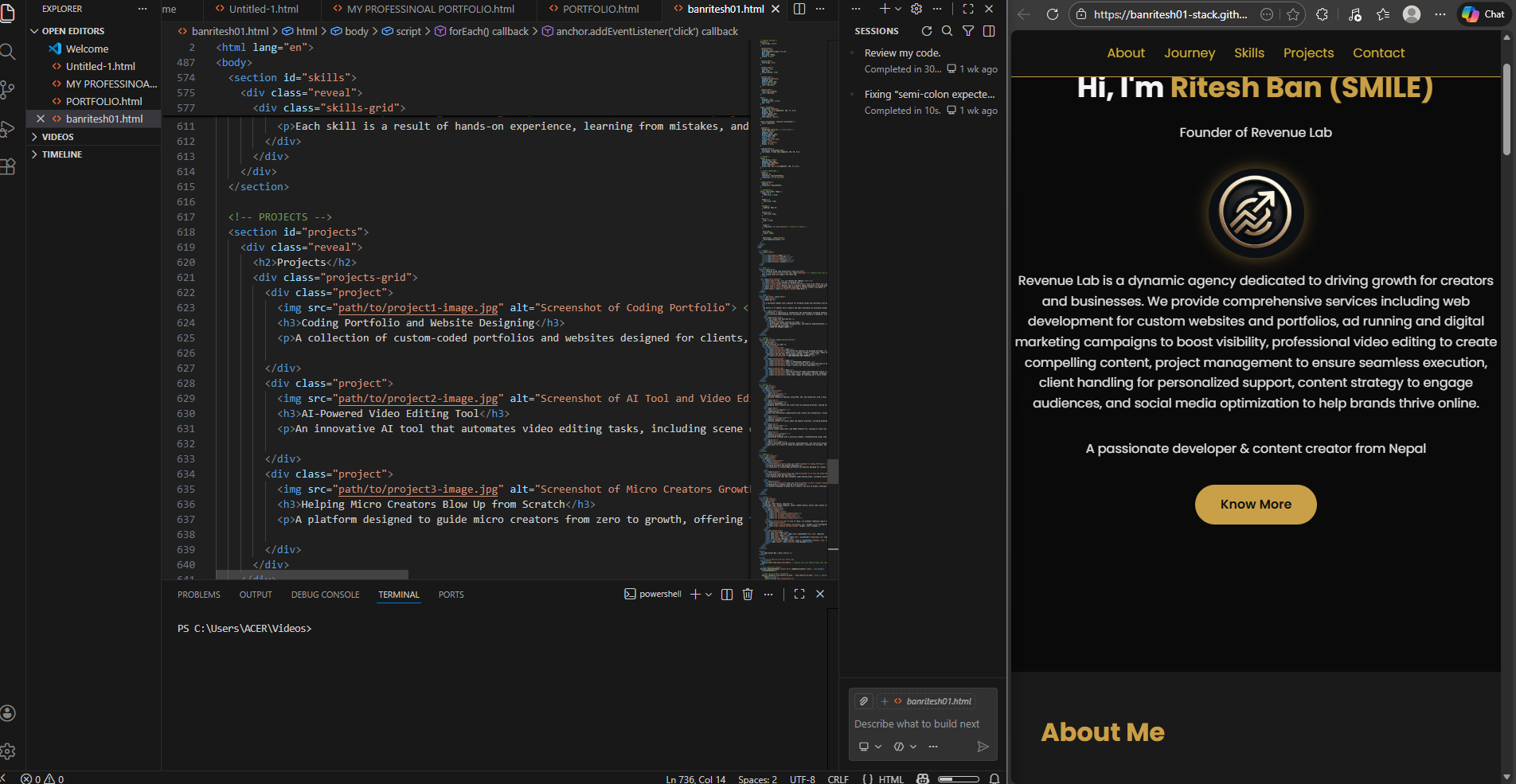 Screenshot of Coding Portfolio